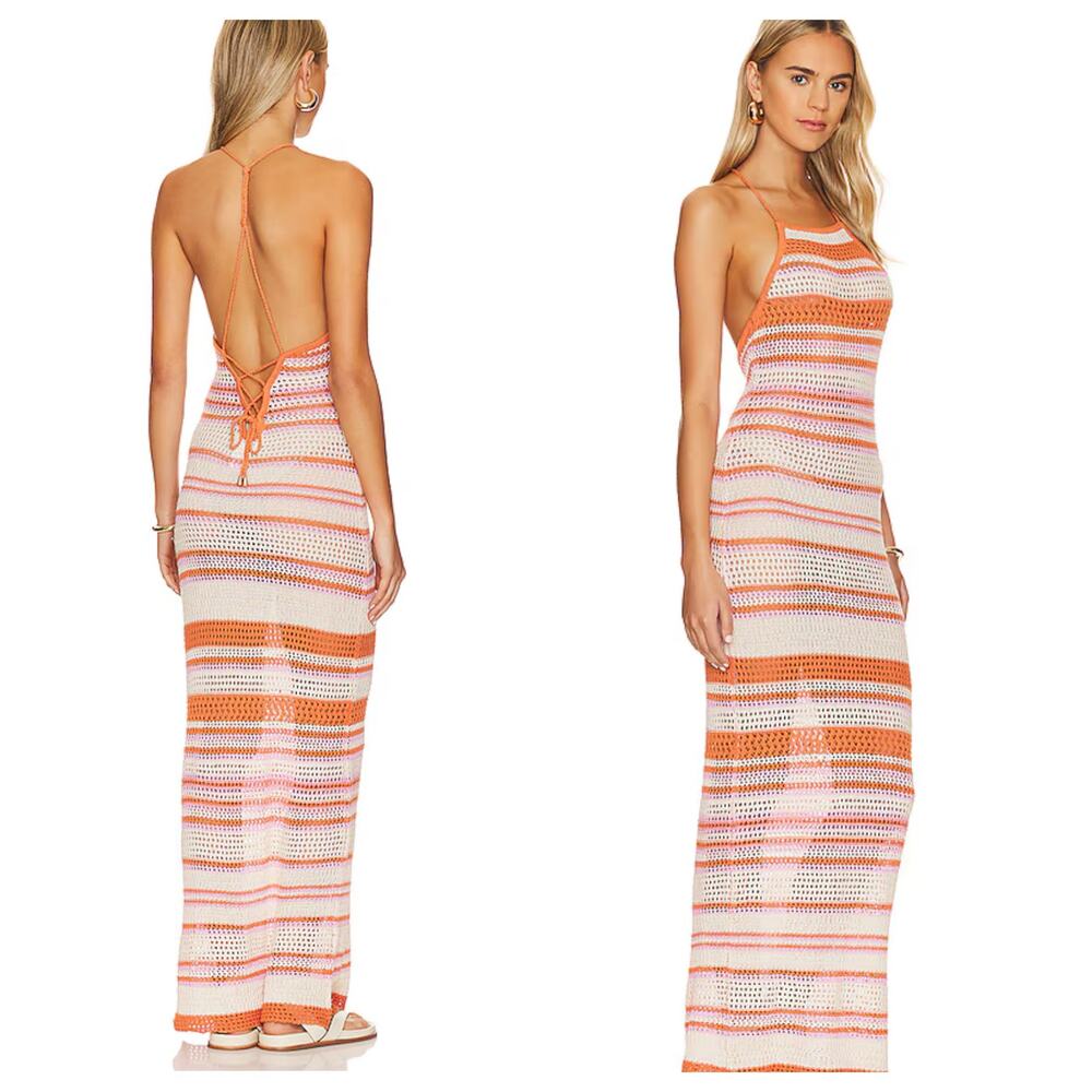 NEW L Space Allega Crochet Swimsuit Coverup Maxi Dress Holiday In The Sun L $154